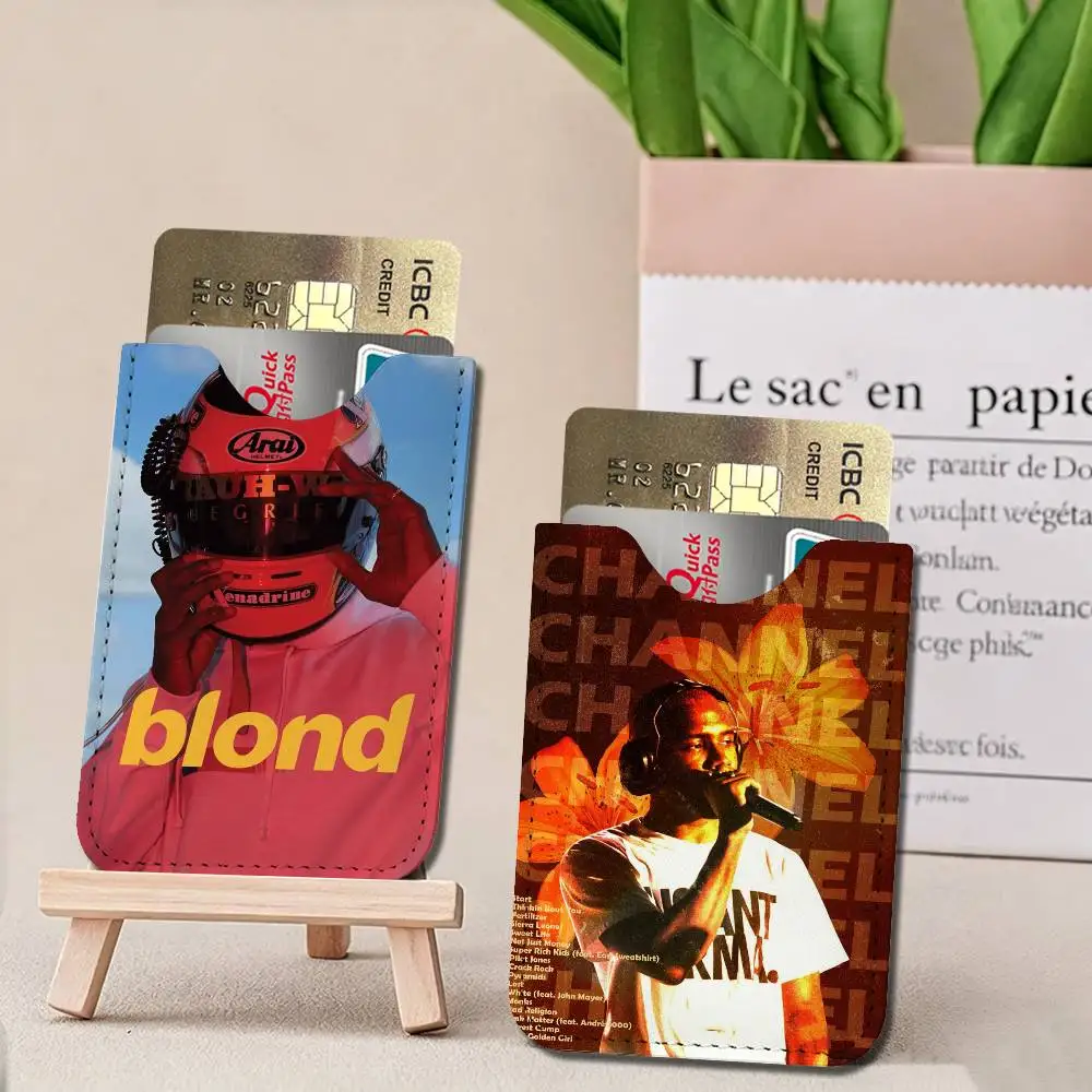 F-Frank O-Ocean Creative Printed with Leather Protective Case Business Portable Letter Pattern Leather Credit Bags