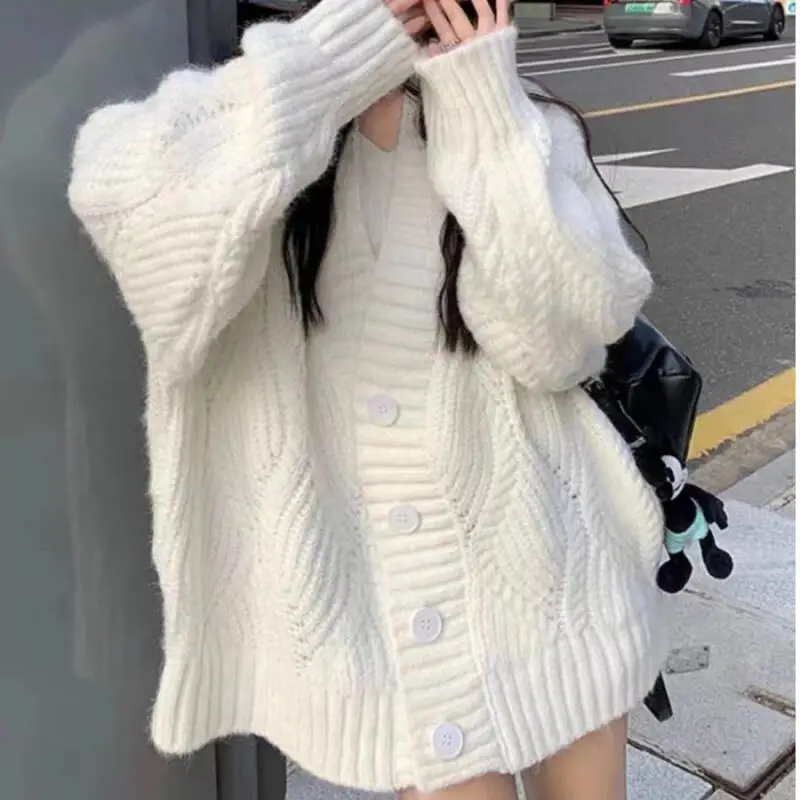 

Кардиган цвета хаки, пальто для девочек, осенне-зимний трикотаж, свободные ленивые темпераментные сохраняющие тепло, красивые топы, женская одежда, оптовая продажа