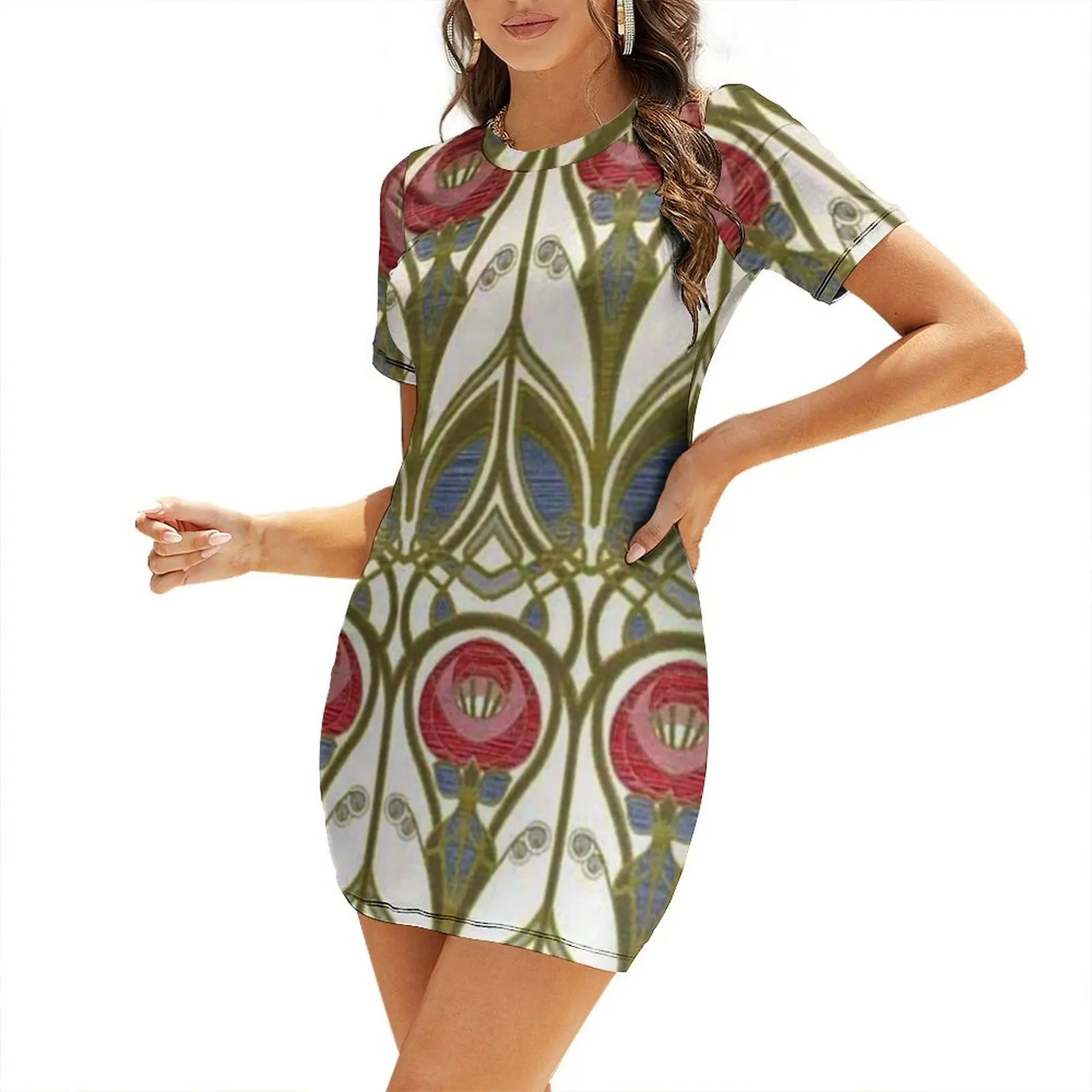 

Charles Rennie Mackintosh design Short Sleeved Dress Summer women's clothing woman dress summer clothes