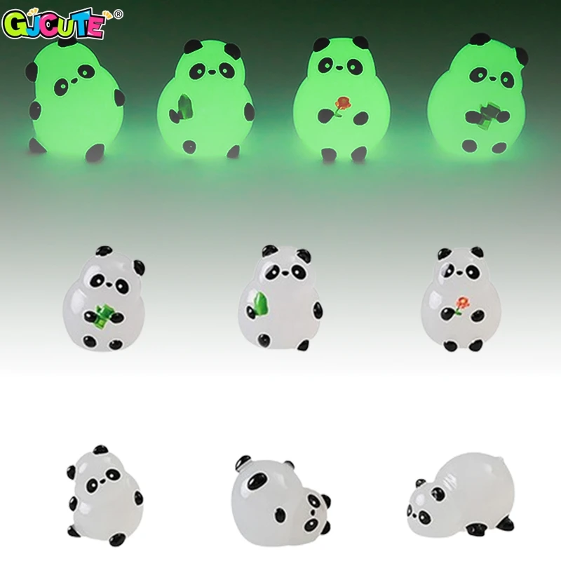 

1Pcs Glowing Panda Mini Figurines Miniature Panda Micro Landscape Ornament Glowing In Dark Car Decor Accessories