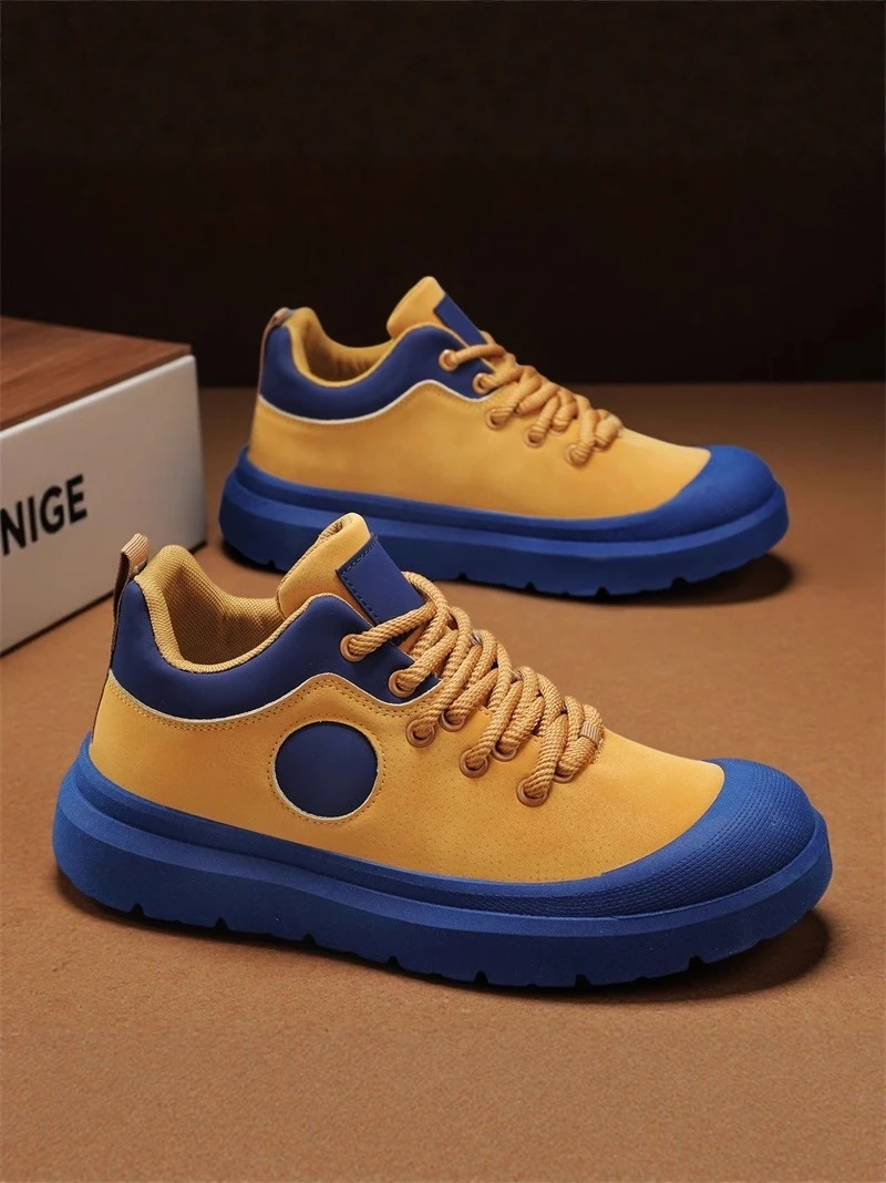 

Модные молодежные мужские кроссовки средней высоты для работы и повседневной носки, из полиуретана, удобные, износостойкие, для осенне-весеннего сезона