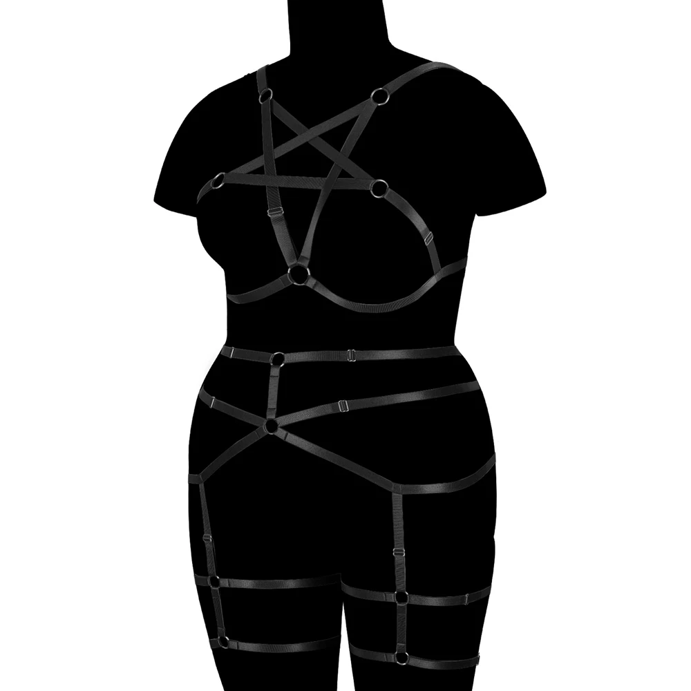 Pentagram Body Bondage Harness For Plump Women Fetish Accessory Plus Size Lingerie Punk Cosplay Sexy Garter Harajuku Costume