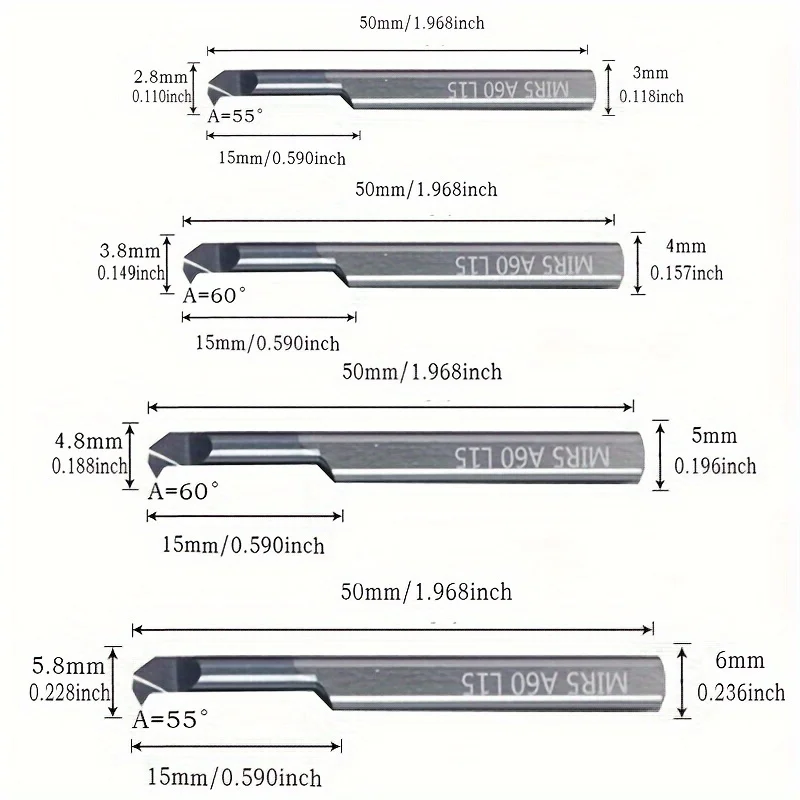 MIR3 و MIR4 microools ، MIR5 و MIR6 ، القاطع الممل ، HRC60