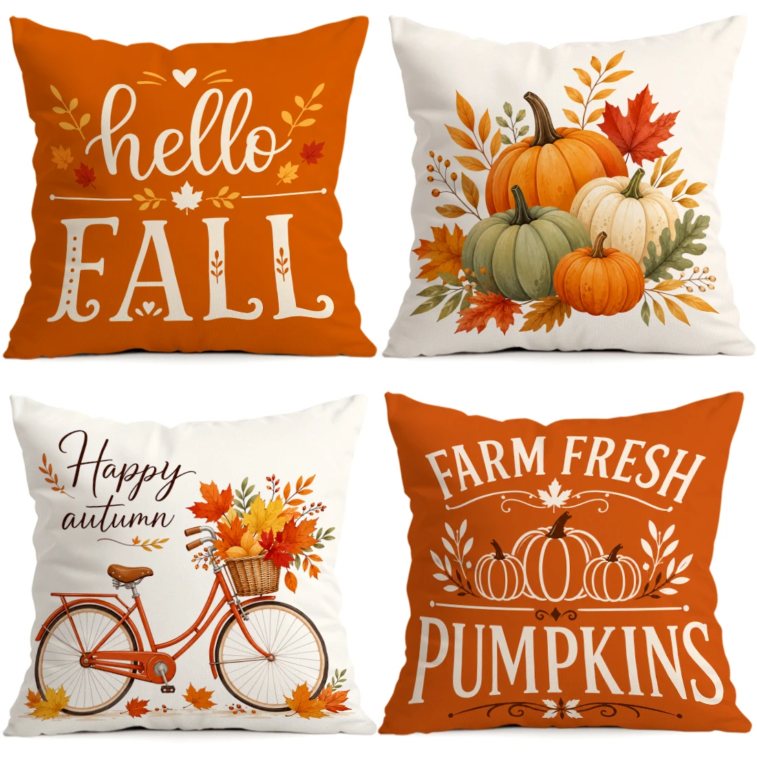 Maple Leaf Pumpkin Pillowcase Printed Polyester 40/45/50cm Throw Pillowcover Decorative Sofa Cushion Pillowslip Home Decor
