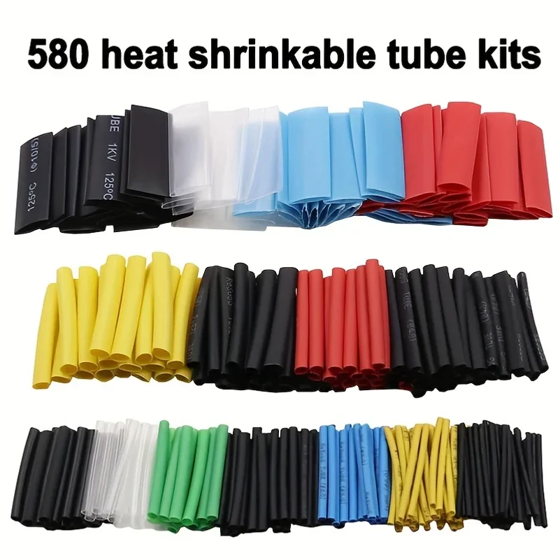 560/580 PCS Heat Shrink Tubings 2:1,Wire Cable Wrap Assortment Tube Sets Electric Insulation Heat Shrink Tube Kit (6 colors)