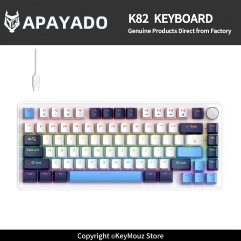 75% Compact Mechanical Keyboard APAYADO K82 Blue/Red Switch RGB Backlit…