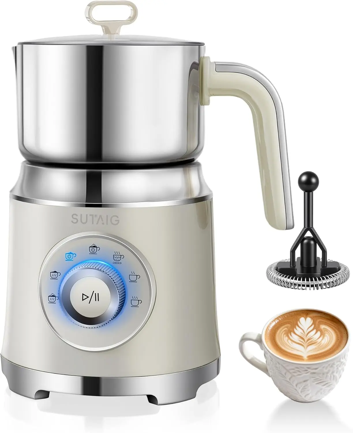 

27oz Milk Frother & Steamer, 4-in-1 Hot & Cold Foam Maker with Temperature Control