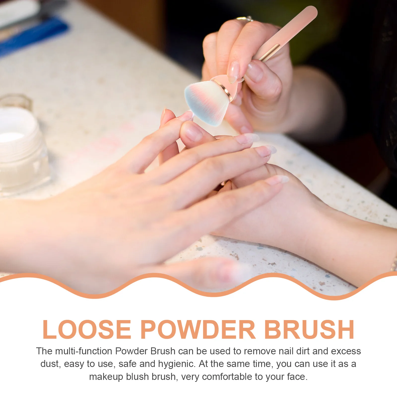 Pinceau de maquillage pratique, outil multifonction Portable, dépoussiéreur d'ongles pratique, fourniture de poignée ergonomique