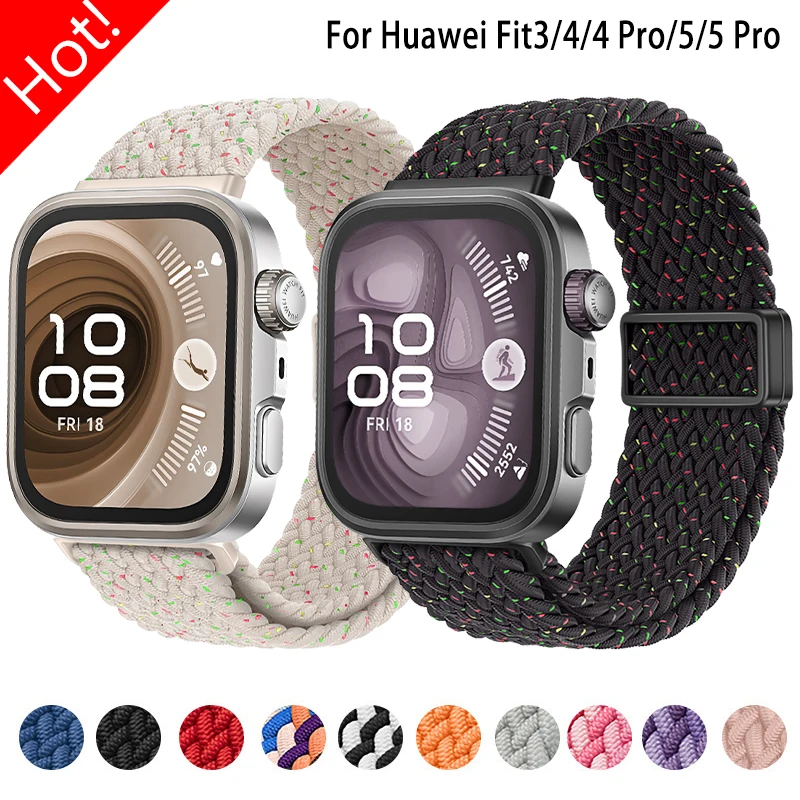 Gewebtes Nylon-Magnetarmband für Huawei Watch Fit3/4/4 Pro/5/5 Pro Armband für Huawei Watch Fit 5 4 3 Serie Uhrenarmband