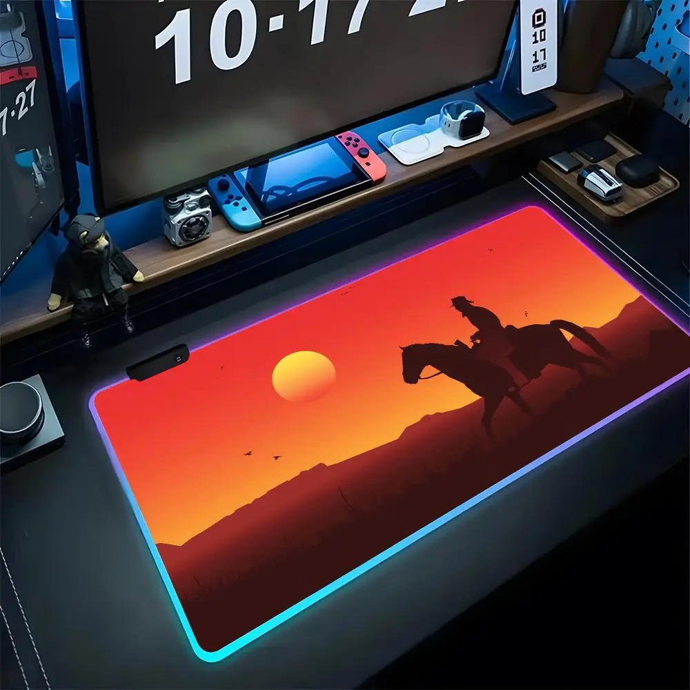 

Red Dead Redemption 2 Коврик для мыши Игровой RGB Коврик для мыши Xxl Клавиатура с подсветкой Gamer Girl Xxl Коврик для ноутбука Настольные коврики Настольный коврик
