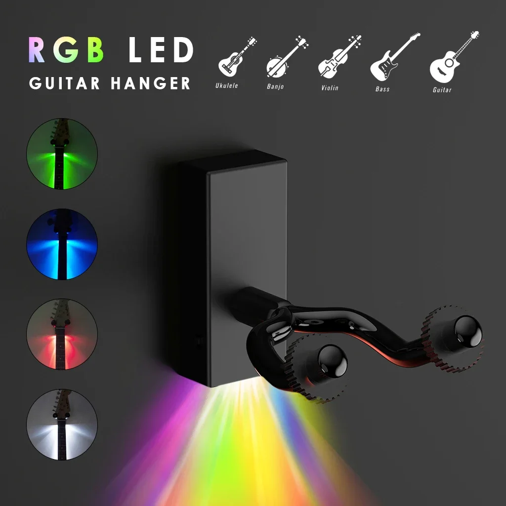 Remote Control Multi Color LED Guitar Hanger With Back Light Display For Wall Mounting Bracket Guitarra Accessories