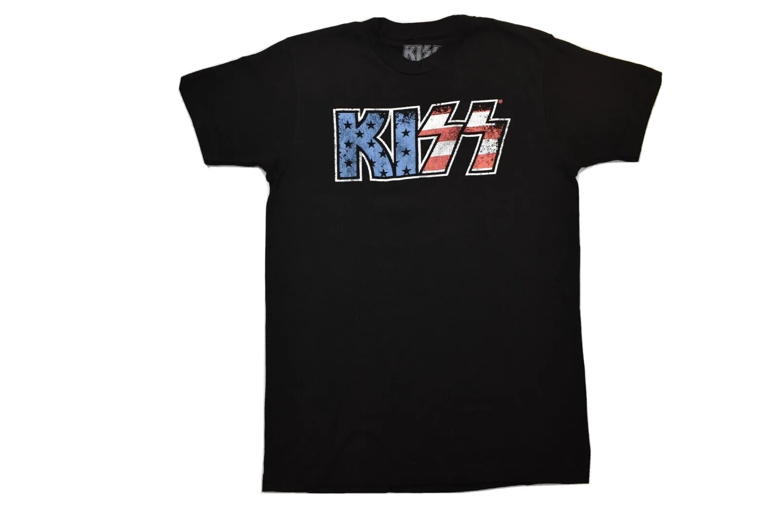 Kiss Mens Distressed Print Flag Black T Shirt New S 2Xl