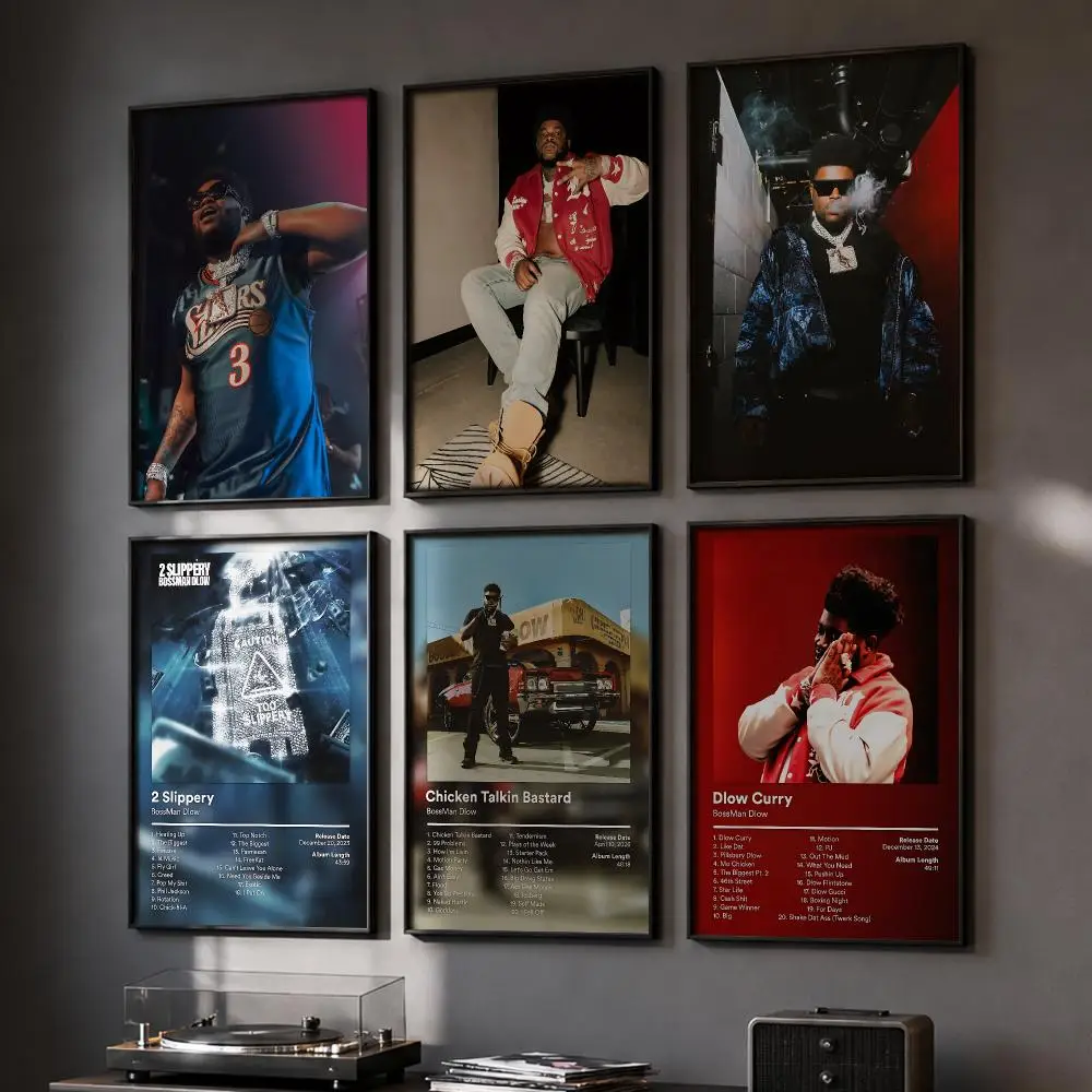 B-BossMan Dlow Rapper Album Poster HD Wall Art Wall Stickers Home Living Room Bedroom Bar Office Decor Prints