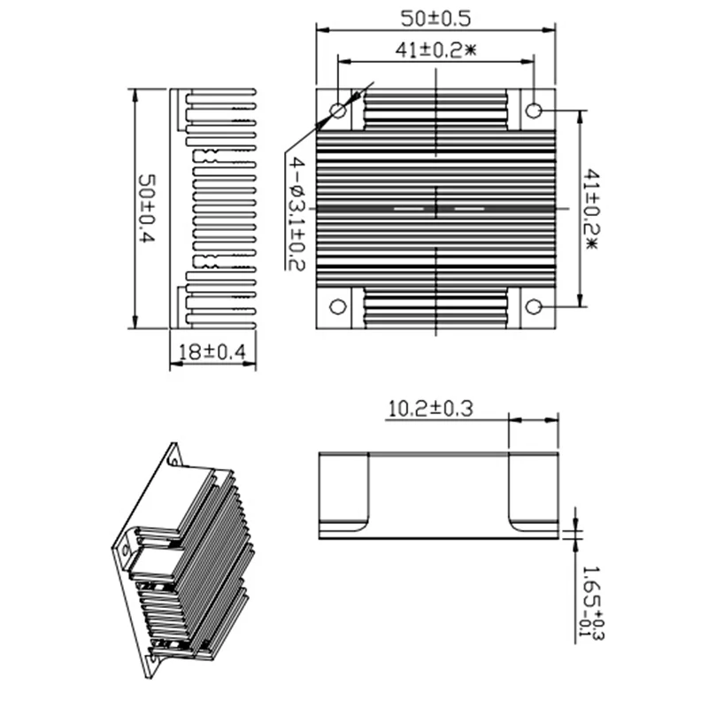 2Pcs 50x50x18mm Computer Black Aluminum Heatsink Heat Sink Radiator For Electronic Chip LED RAM Cooler Cooling Accessory