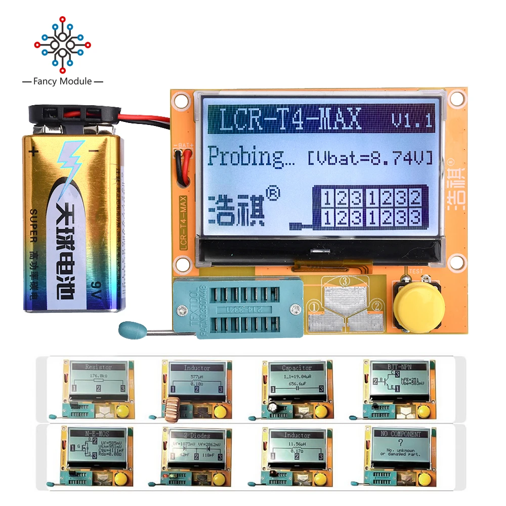 LCR-T4-MAX Transistor Tester Diode Triode Resistors Capacitors Inductors Thyristors MOS LCD Screen Backlight High Precision Test