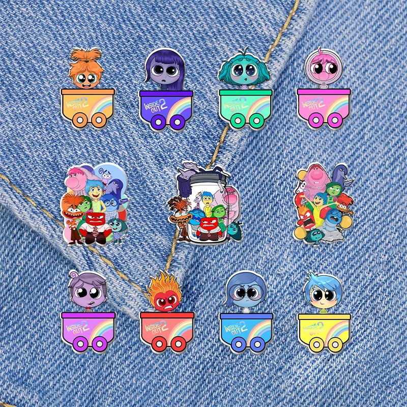 

Inside Out 2 Cute Acrylic Brooch Disney Anime Accessories Backpack Decoration Cartoon Souvenirs Kawaii Joy Sadness Kids Toy Gift