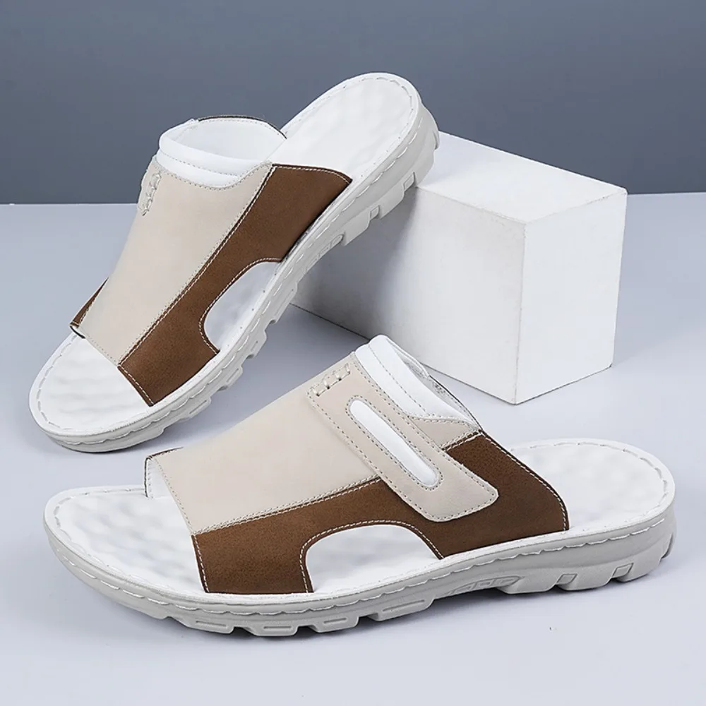 

Large Size Men's Sandals Summer 2026 Slip-On Design Thick Bottom Anti-Slip Slippers Magic Tape Easy Wear Breathable Open-Toe
