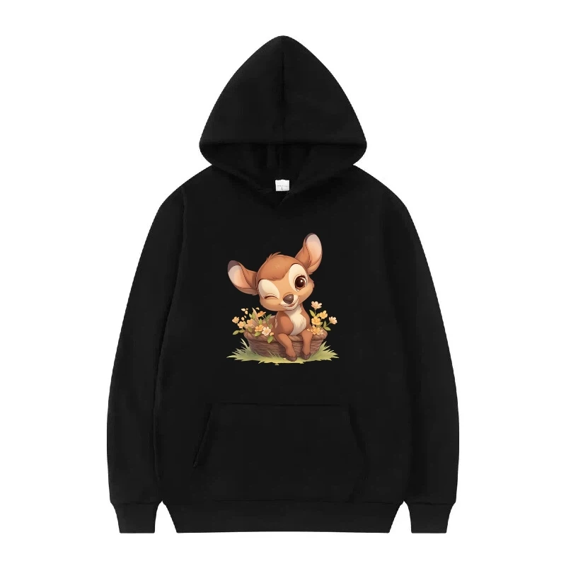 Disney Bambi Cartoon Patroon Vrouw Wit Herfst Mode Casual Losse Tops Kleding Truien Dames Goedkope Hoodies Y2k Sweatshirts