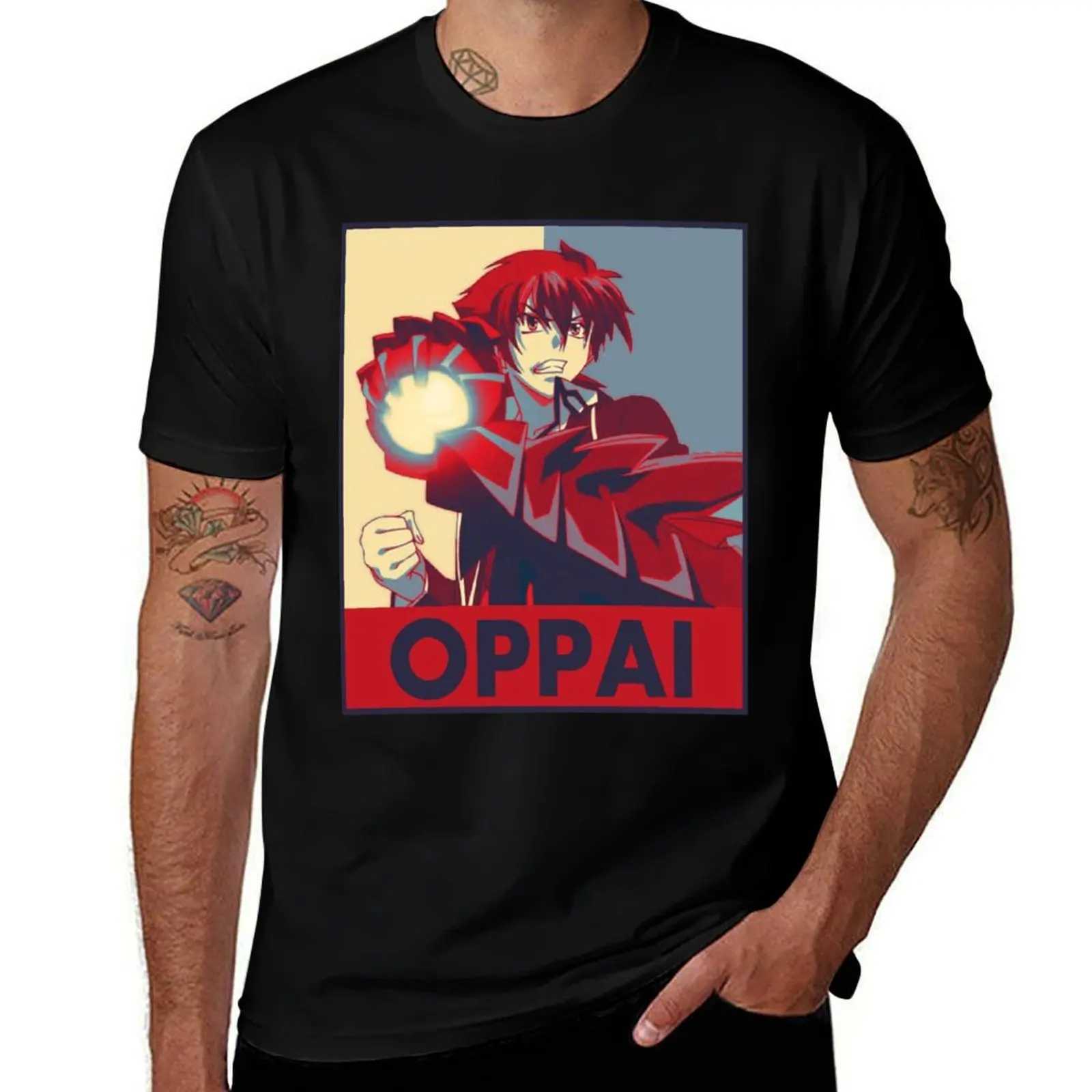 High School DxD - Issei Pop Art Oppai T-Shirt cotton t shirts man 100% T-Shirt