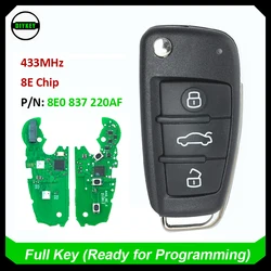 DIYKEY 8E0 837 220AF Inteligentny pilot zdalnego sterowania z 3 przyciskami do Audi Q7 2007-2015 433MHz - 8E Chip Car Key Fob 8E 0837220 AF