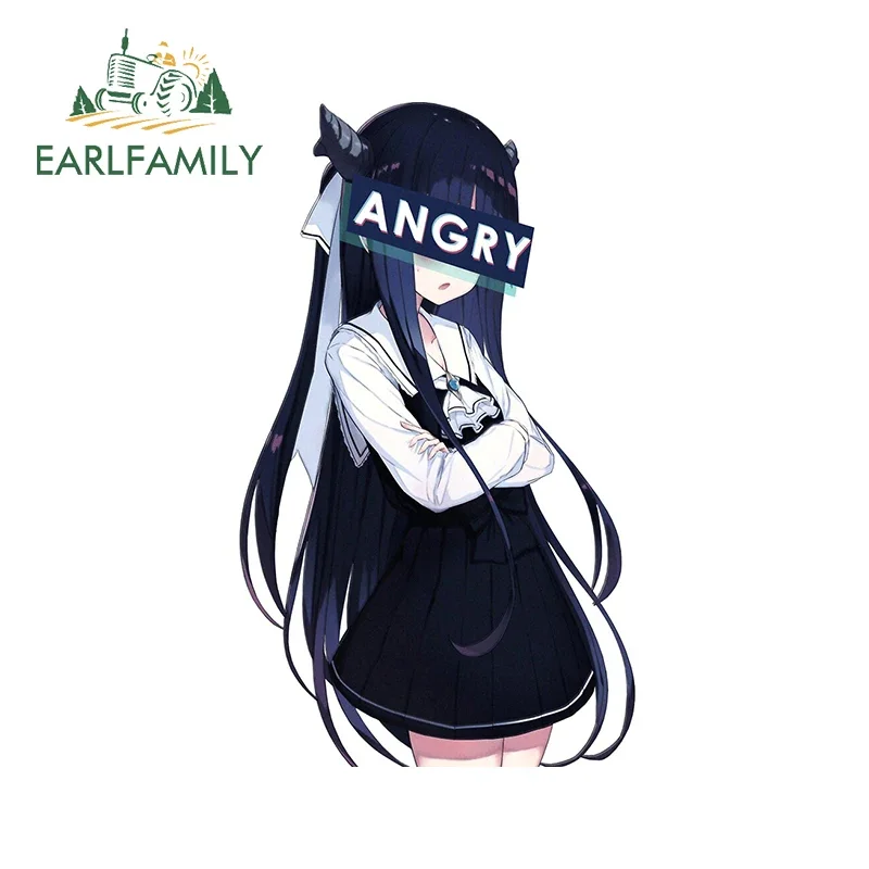 EARLFAMILY 13cm X 8cm For Angry Anime Girl Trunk Decal Vinyl Car Stickers Creative Auto Surfboard Windows Sunscreen Car Styling