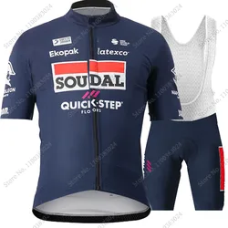 2023 Soudal Quick Step Team Cycling Jersey Set Dark Blue Summer Cycling Clothing Road Bike Shirts Suit Bicycle Bib MTB Wear Ropa