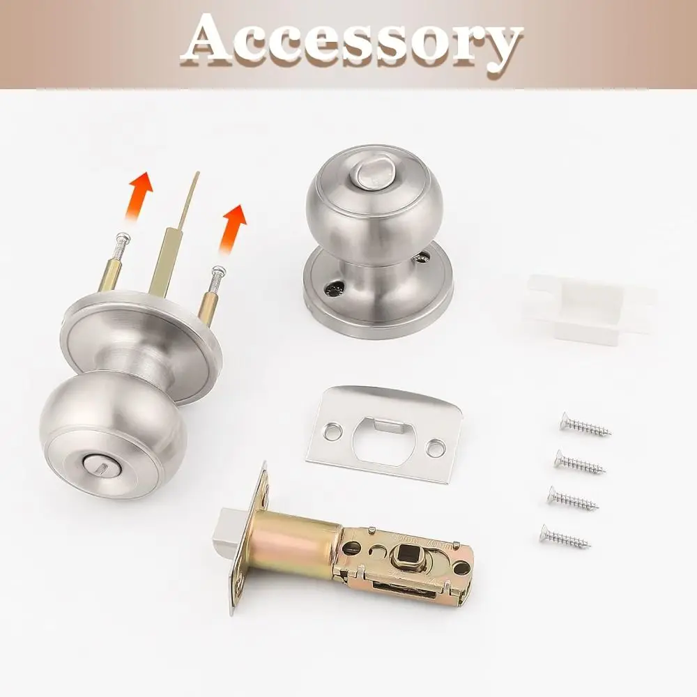 Satin Nickel Privacy Door Knob Keyless Interior Exterior Keyless Doorknobs Privacy Modern Design Door Hardware