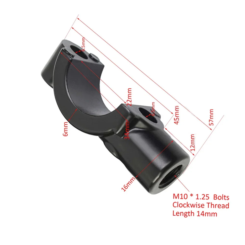 7/8" 22mm Universal Motorcycle Mirror Holder Brake Clutch Master Cylinder Clamp Bracket M10 Bolt Fixing Base Support view 2