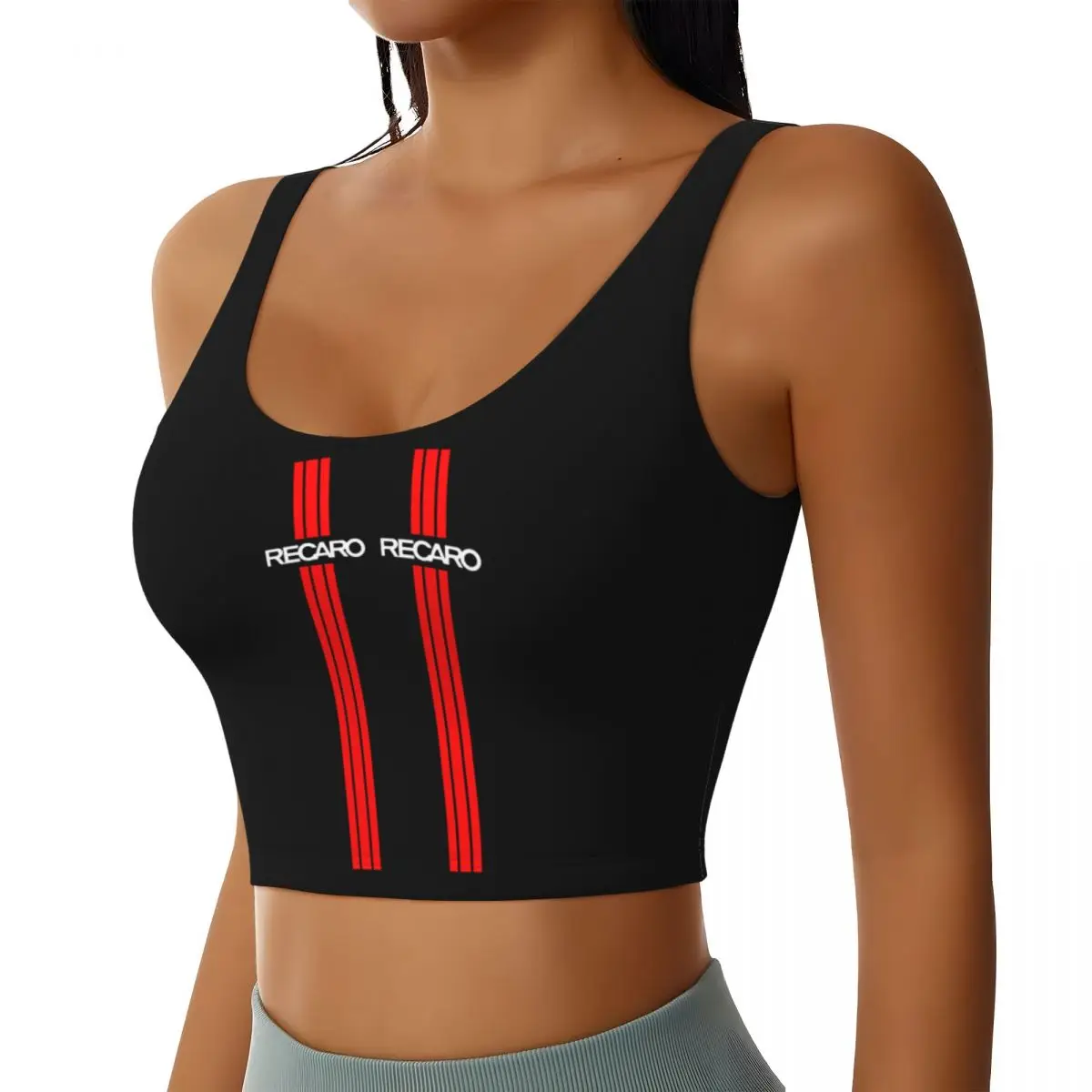 Custom Recaros Logo Sports Bra for Women High Impact Workout Yoga Crop Top