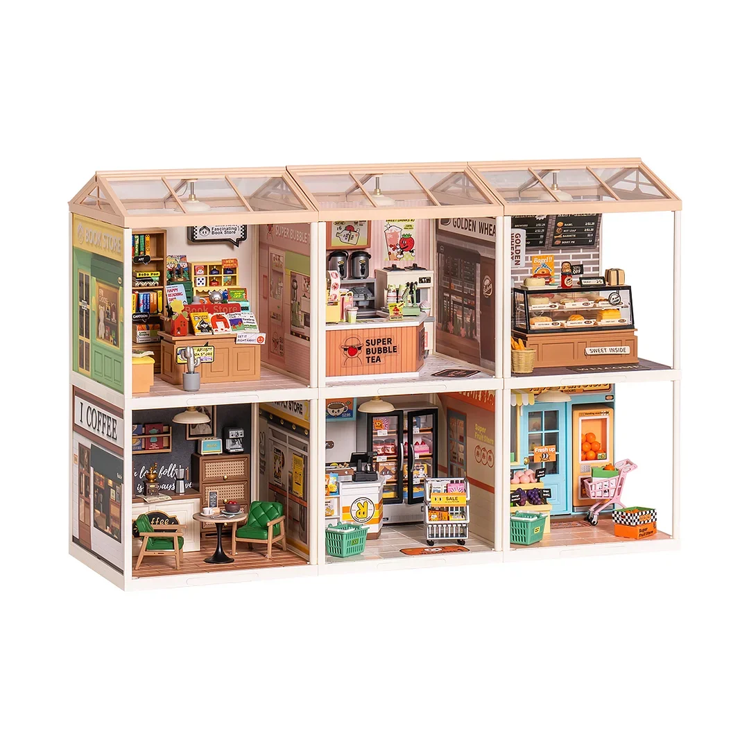 Robot time rolife super creat kunststoff diy miniatur haus café energie versorgung speichern lustiges spielzeug baustein sätze für kinder dw003