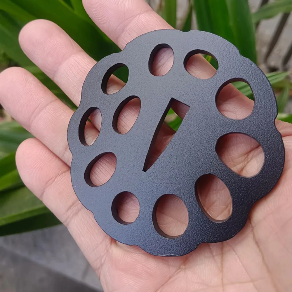 New Black Steel Tsuba Iron Guard Part Japanese Sword Katana HandGuard DIY Fitting
