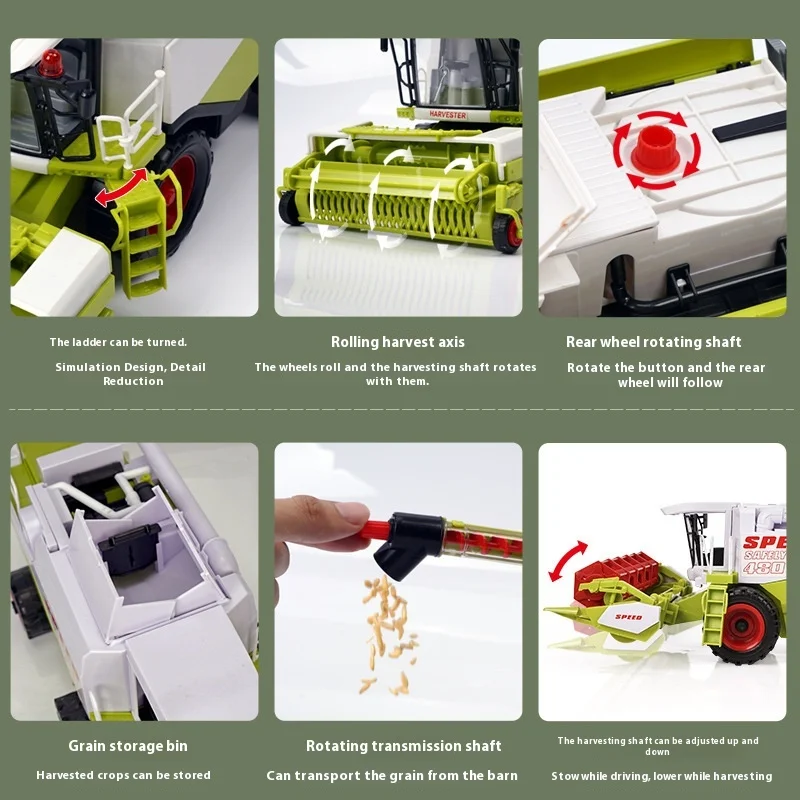 Nueva cosechadora agrícola, modelo de forraje de trigo, inercia de gran tamaño, Tractor de granjero, coche de juguete de simulación, juguete para regalo