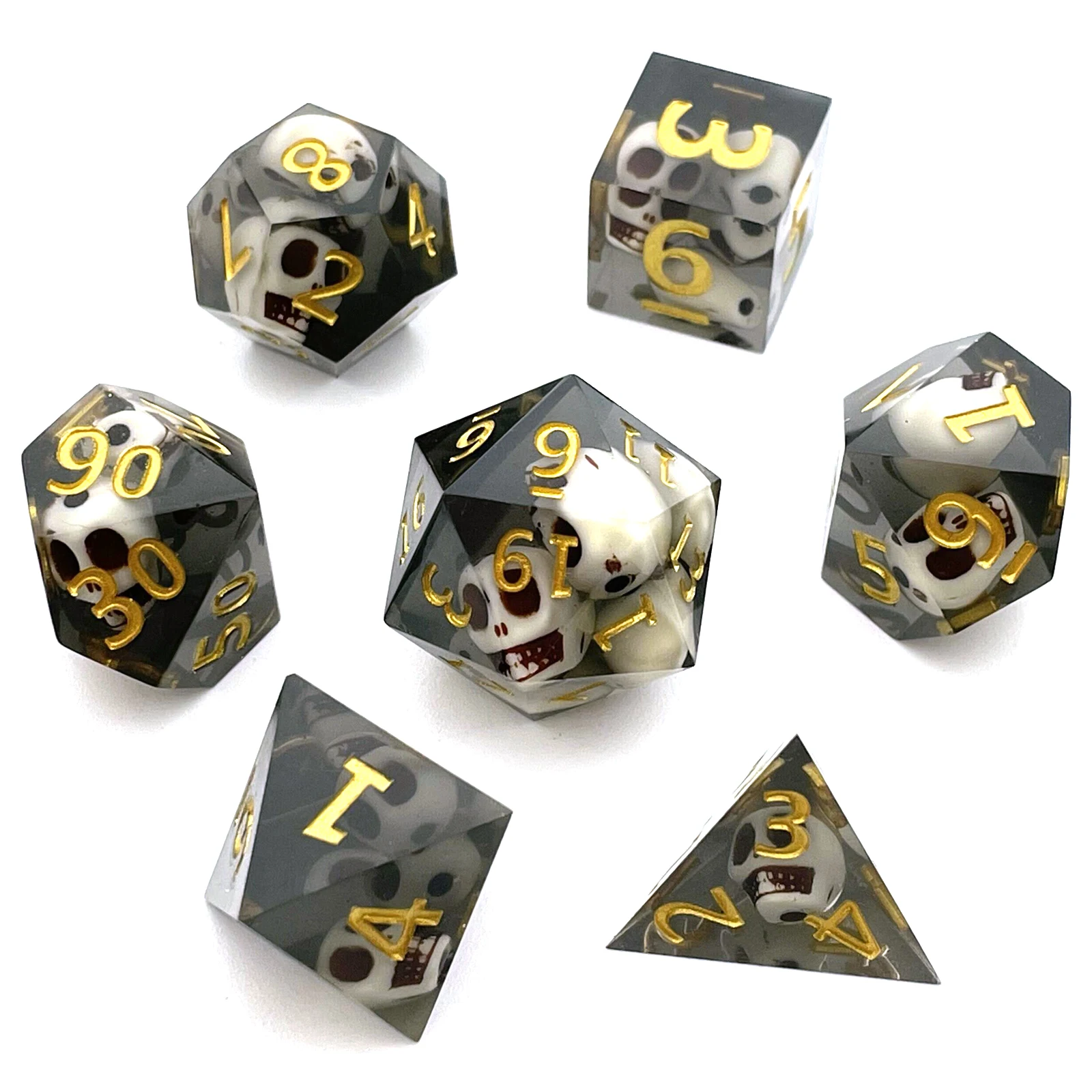 7Pcs Resin material Dice Skull Series Polyhedral multi-color digital decorative game Party board game entertaining dice