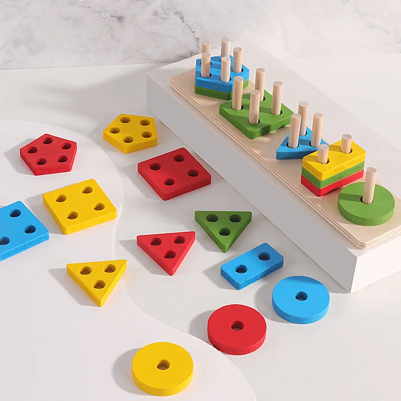 لعبة ألغاز هندسية خشبية للتعرف على الألوان مونتيسوري ، أشكال ، فرز ، مكدسة ، ألعاب للأطفال الصغار ، طفل ، تعليم ، في الهواء الطلق