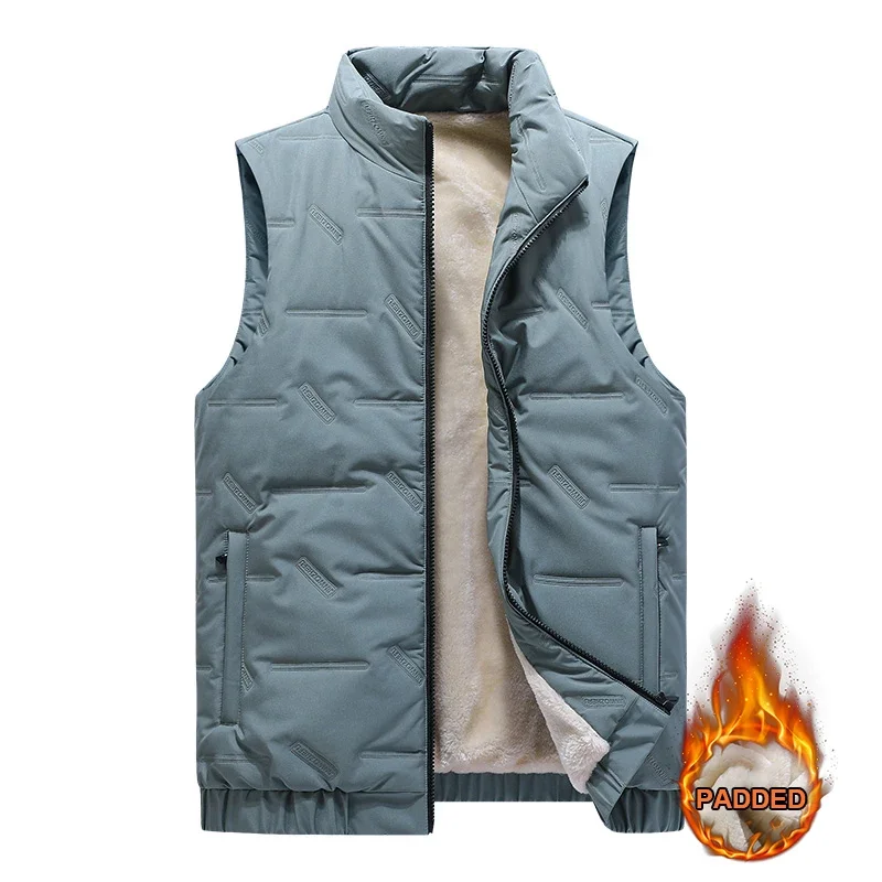 Padded Vest Men\'s Winter New Men Down Cotton Vest Warm Canvas Horse Jacket Youth Sleeveless Athletic Big Size Men\'s Clothing 6XL