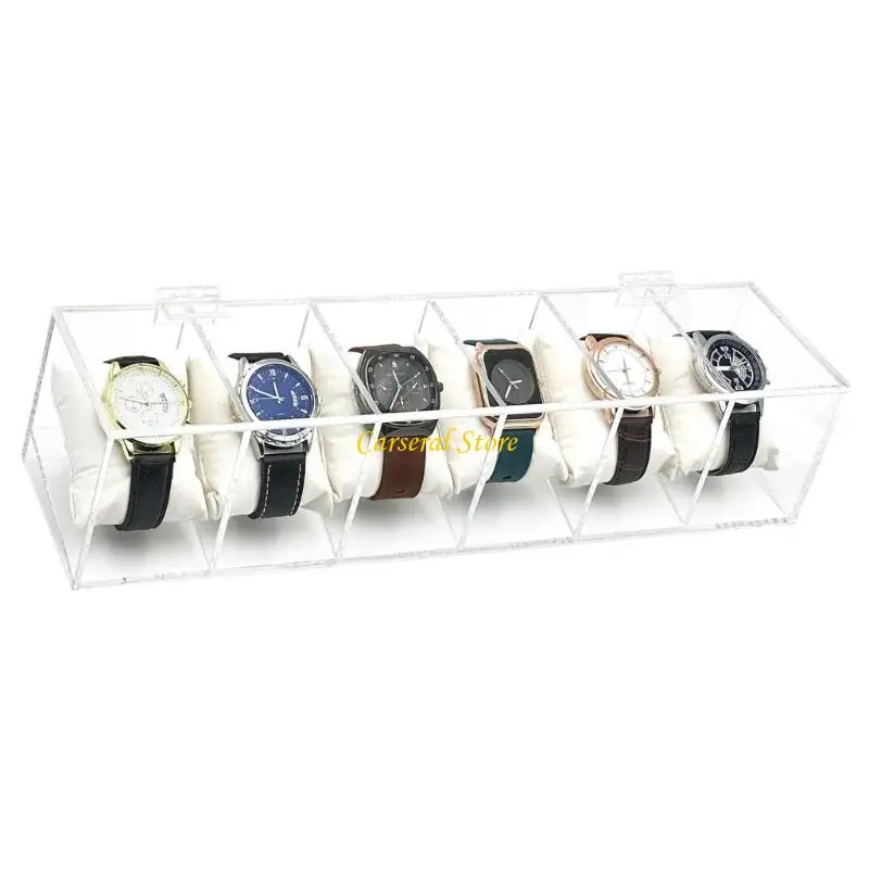 M4YF Hiển thị đồng hồ tinh vi Hiển thị Clear Clear Acrylic Tổ chức với nhiều ngăn trong suốt Đồng hồ trong suốt Hộp lưu trữ
