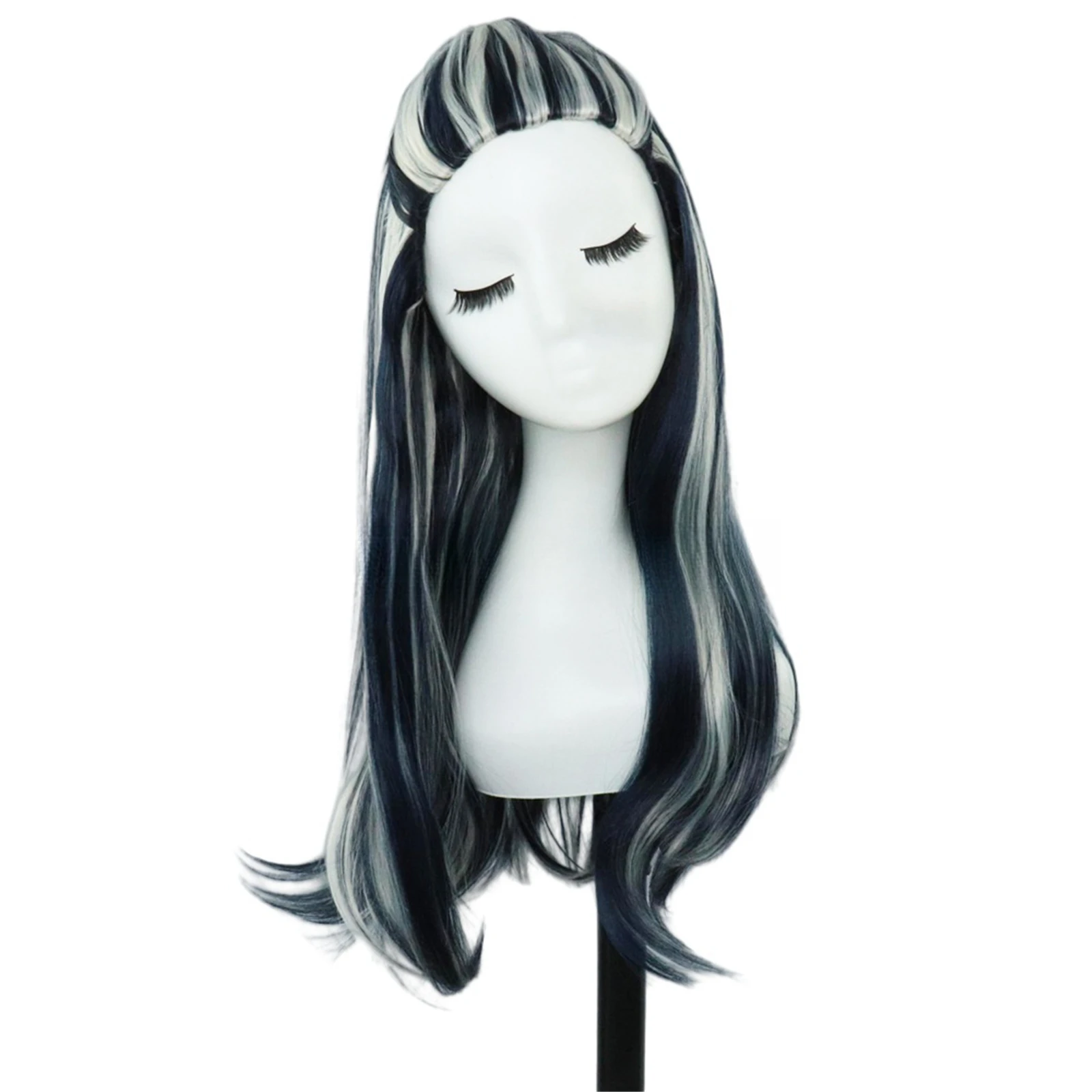 Frankie Stein Cosplay Wig Black and White Multi Color Long Straight Heat Resistant Synthetic Fabric Hair Halloween Accessories