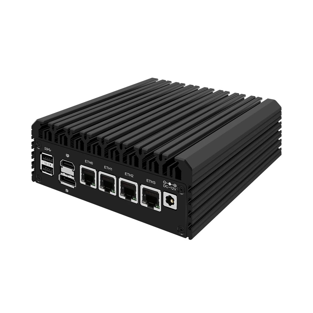 HUNSN RJ34, микро-брандмауэр, ПК-маршрутизатор, 4x2,5GbE I226-V LAN, DDR5 RAM, мини-ПК, OPNsense, VPN, GPIO, слот TF, HDMI, DP