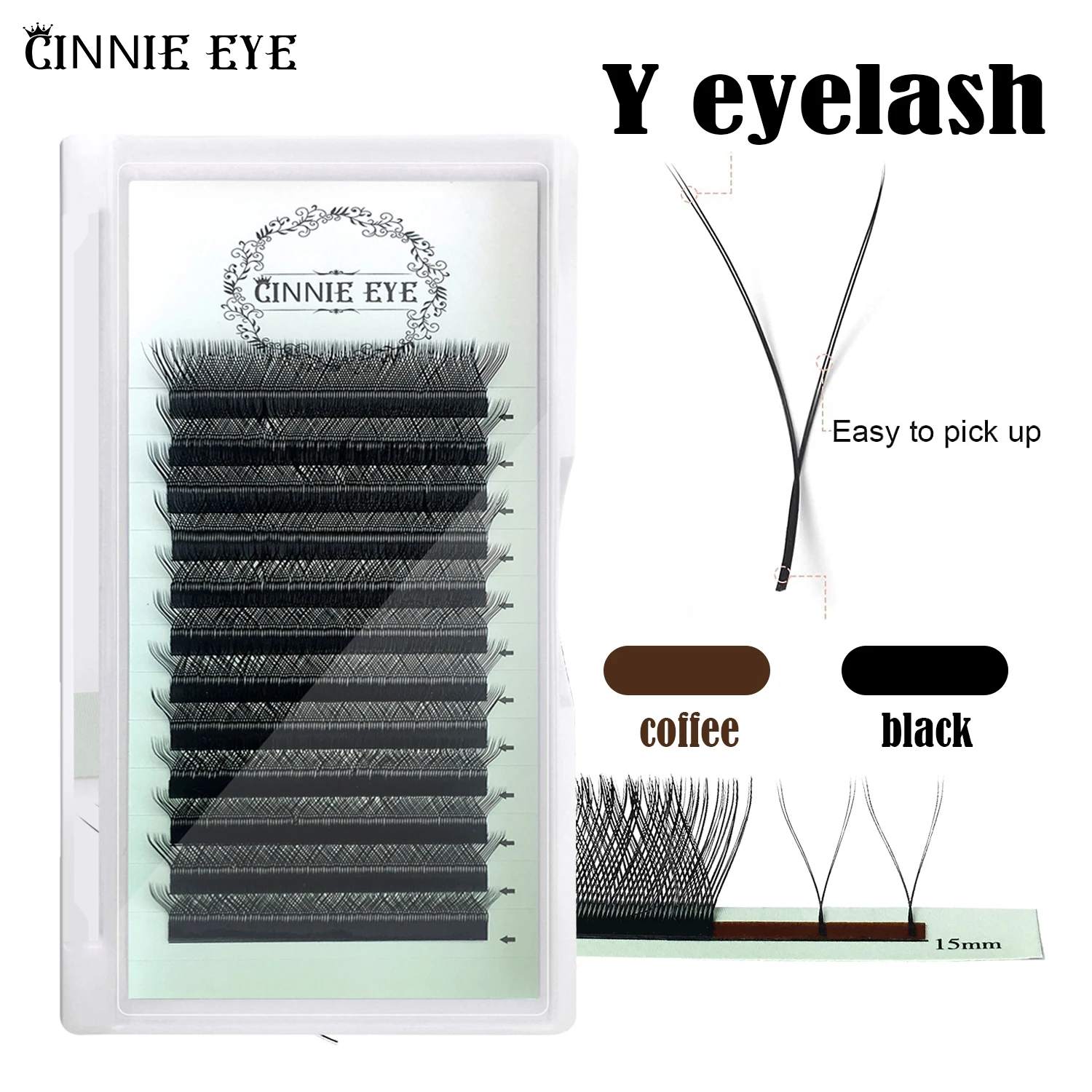 YY Eyelash Natural Y Shape 2D False Lash 3D Individual Eyelash Extensions Black/Brown Russian Premade Volume Self Fanning Lash