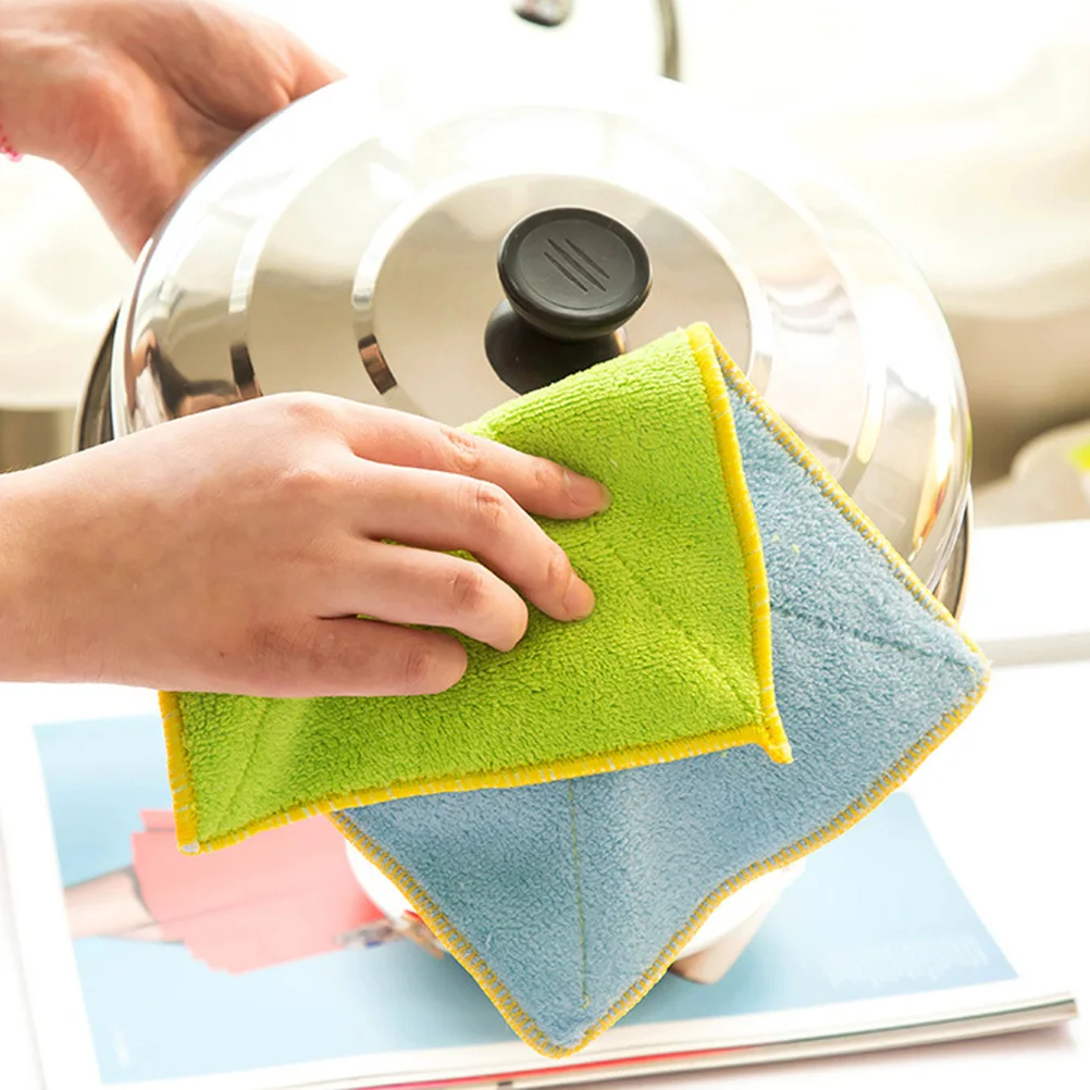 

5Pcs Absorbent Dishcloth Microfiber Kitchen Cleaning Cloth Double-Sided Absorption for Home Furniture Window