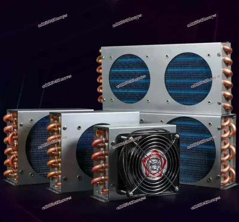 

Small Shell Condenser Radiator Freezer Air-Cooled Fan Aluminum Fin Copper Tube Heat Exchanger