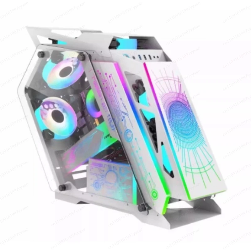 

Высококачественный корпус для киберспортивных ПК, встроенные светодиодные панели и вентиляторы, эффективное теплоотведение и просторный отсек для самостоятельной сборки.