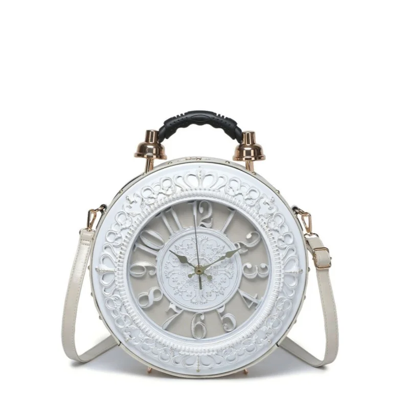 Vintage Creative Clock Handbag Stylish Style Trend Alarm Clock Crossbody Bag Women's Contrasting Color Single Shoulder Bag