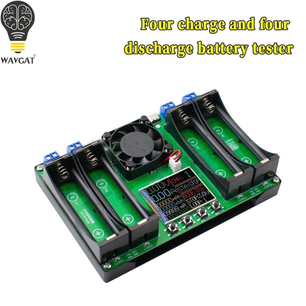 WAVGAT Type-C LCD 2/4 Channel 21700 18650 Display Battery Capacity Tester MAh Lithium Digital Battery Detector Module