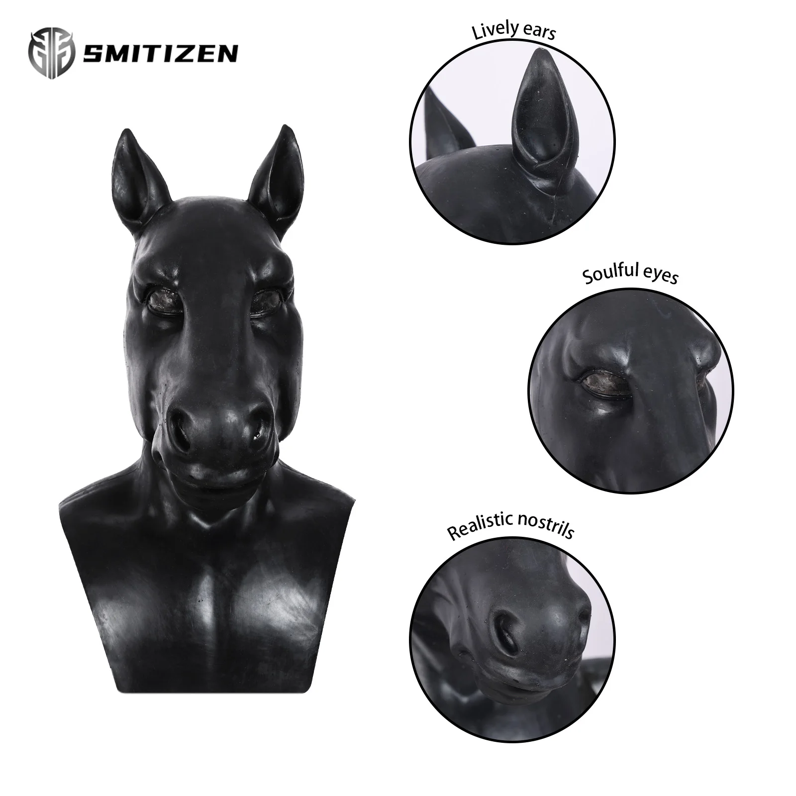 SMITIZEN Silicone Fake Horse Mask Realistic Animal Monster Masken for Halloween