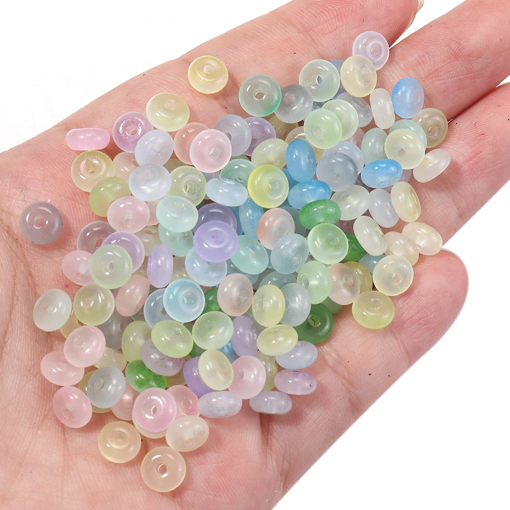 100 Stück/Lot Gelee-farbene Imitations-Jade-Glasperlen, Abakusperlen, Radform, lose Abstandshalterperlen für die Schmuckherstellung, DIY-Zubehör – Detail 2