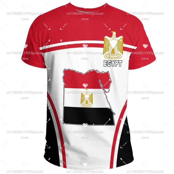 2024 Summer New Egypt Men's T-Shirt Flag of Egypt 3D Print Casual Fashion T-Shirt Overszie Round Neck Men's Women's T-Shirt