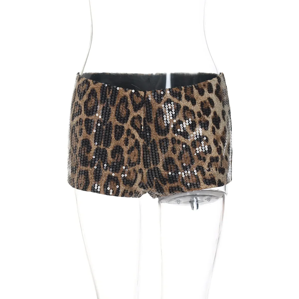 2025 Sexy Slim Sparkle Glitter Leopard Shorts Low-Waistd Sequined Super Mini Shorts Women Summer Fashion Streetwear Lady