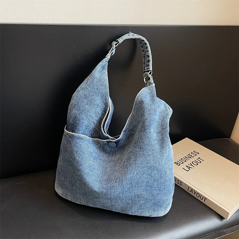 

Elegant Trendy Denim Tote Handbag For Women Fashionable Denim Large Capacity Tote Bag For Any Occasion Use
