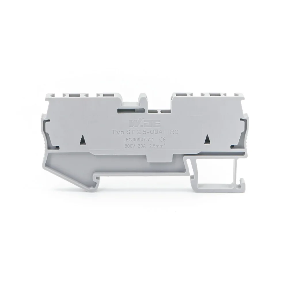 Bloque de terminales de carril Din, conectores de cable de ST-2.5-QUATTRO, tipo de tracción de retorno, 4 conductores, bloques de terminales de cableado de resorte, 10 Uds.